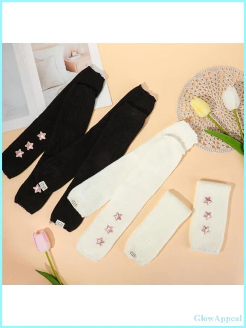 Y2K Arm Warmers 4 Pairs Fingerless Gloves Acrylic Knit Gothic Lolita